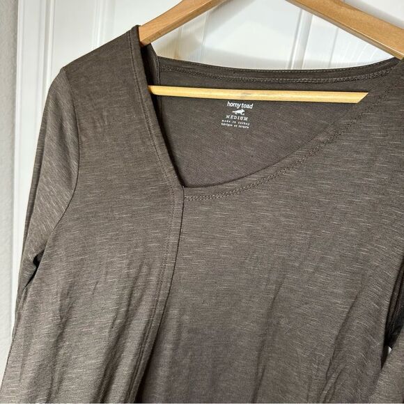 Toad & Co Horny Toad Brown Organic Cotton Blend Longsleeve Dress Sz M Lagonlook - Picture 2 of 6